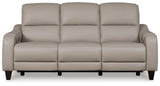 Mercomatic Gray Leather Power Reclining Sofa