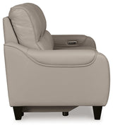 Mercomatic Gray Leather Power Reclining Sofa