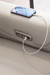 Mercomatic Gray Leather Power Reclining Sofa