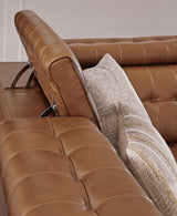 Temmpton Chocolate Leather 4-Piece Reclining Sectional