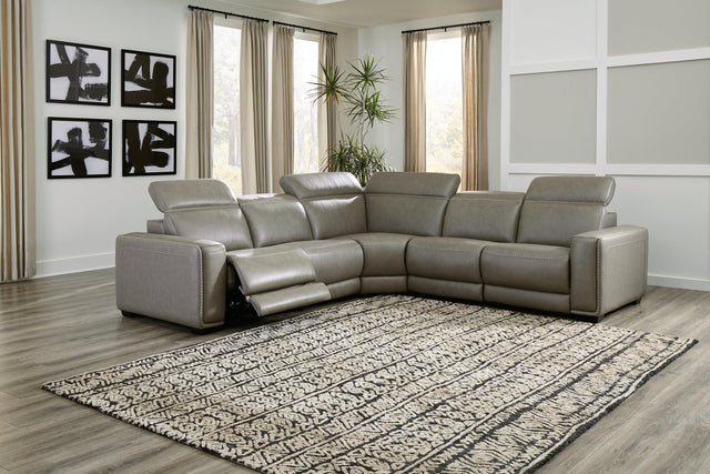 Correze Gray 5-Piece Power Reclining Sectional - Ella Furniture