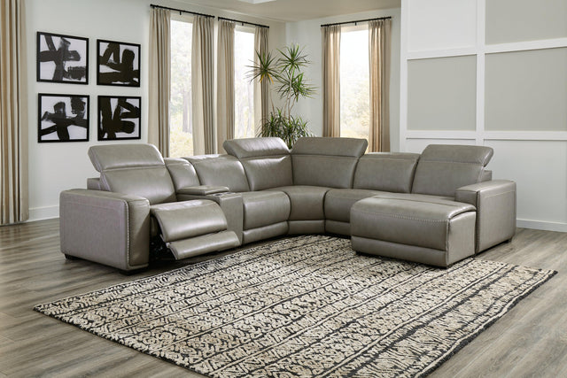 Correze Gray 6-Piece Power Reclining Sectional With Chaise - Ella Furniture