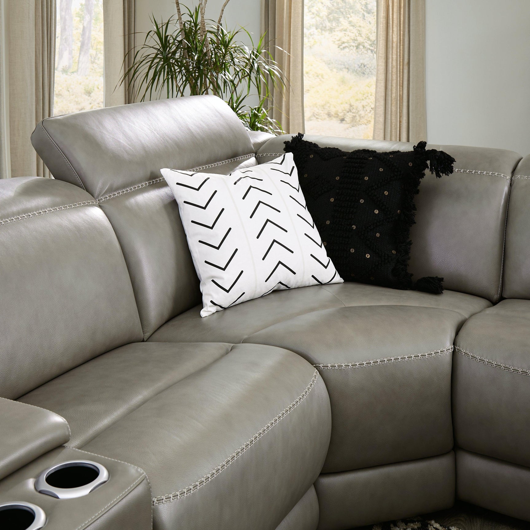 Correze Gray 6-Piece Power Reclining Sectional With Chaise - Ella Furniture