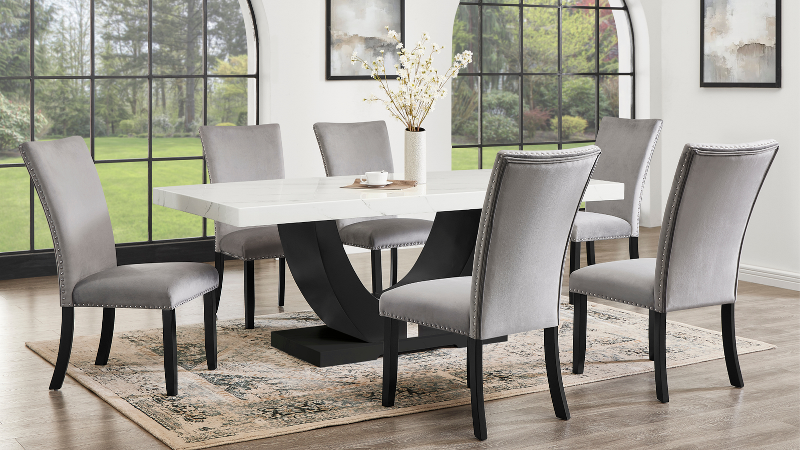 Larry Grey Rectangular Dining Room Set