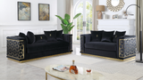 Stella Black Sofa, Loveseat, and Chair Set with Pillows Included view 2