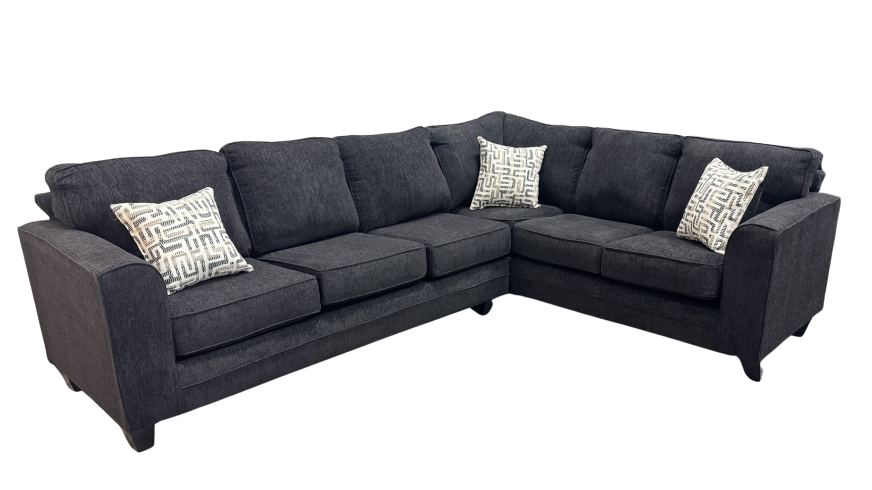 Thea Black Fabric Sectional