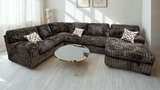 Austin Chocolate Thick Stripe Fabric 3-Piece Sectional from Ella Furniture