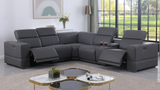 Franco 6-Piece Dark Grey Italian Leather Match Power Reclining Sectional with Storage Console and Cupholders from Ella Furniture