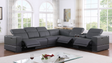 Franco 7-Piece Dark Grey Italian Leather Match Power Reclining Sectional with 3 Power Seats and Storage Console from Ella Furniture