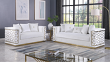 Stella White Sofa, Loveseat, and Chair Set with Pillows Included view 2