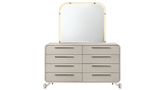 Delilah Beige Upholstered Bedroom Set with LED Mirror and USB Nightstand view 3
