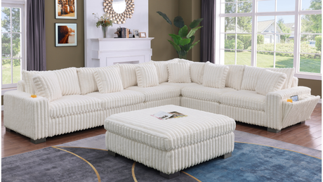 Snuggle Station Cream Reclining 6 or 7-Piece Sectional view 4