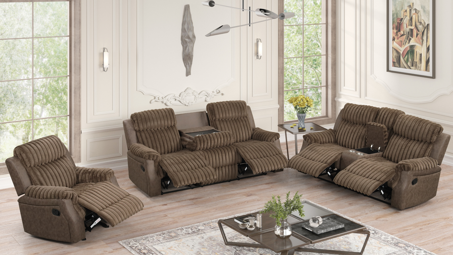 Willow Brown 3-Piece Reclining Set