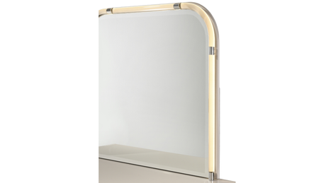 Delilah Beige Upholstered Bedroom Set with LED Mirror and USB Nightstand view 6