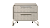 Delilah Beige Upholstered Bedroom Set with LED Mirror and USB Nightstand view 7
