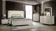Delilah Beige Upholstered Bedroom Set with LED Mirror and USB Nightstand from Ella Furniture