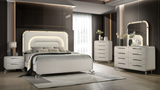 Delilah Beige Upholstered Bedroom Set with LED Mirror and USB Nightstand from Ella Furniture