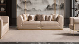 Vega Sofa, Loveseat, and Chair Set with Textured Upholstery and Gold Accents view 2