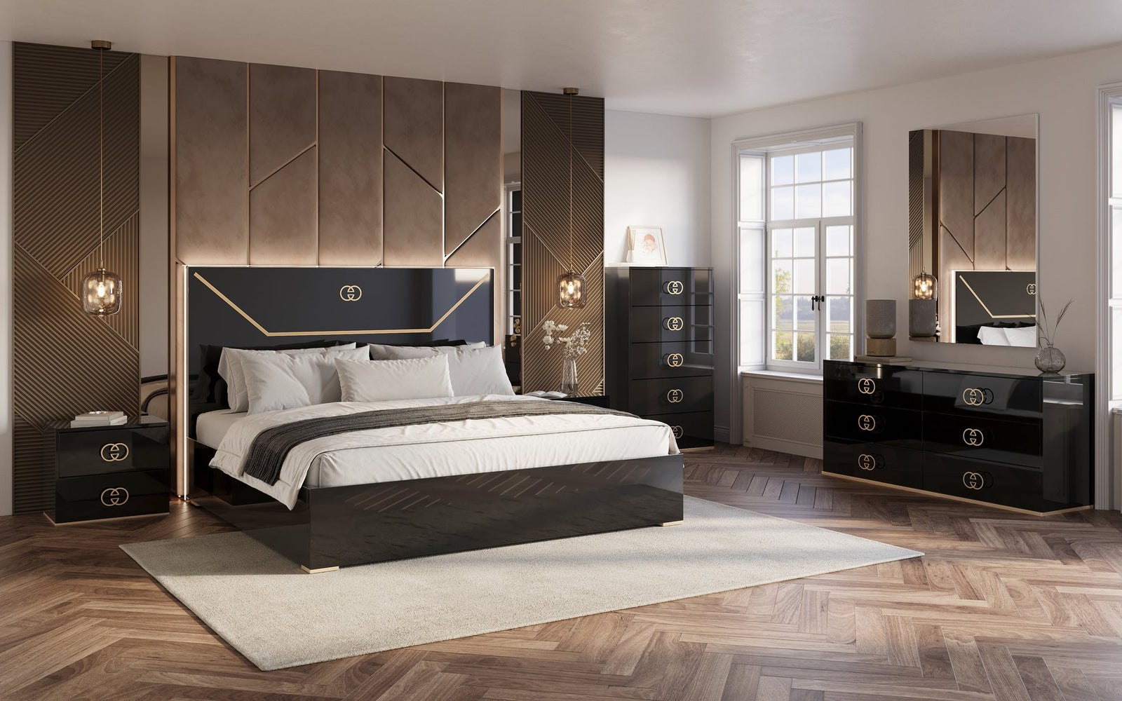 Vogue Black Gold Nightstand