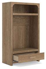 Dovander Brown Hall Tree with Storage Bench angled view