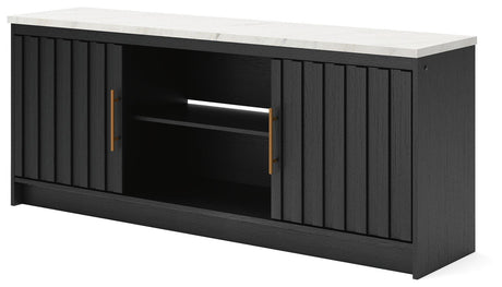 Cadmori Black/White 63" TV Stand angled view