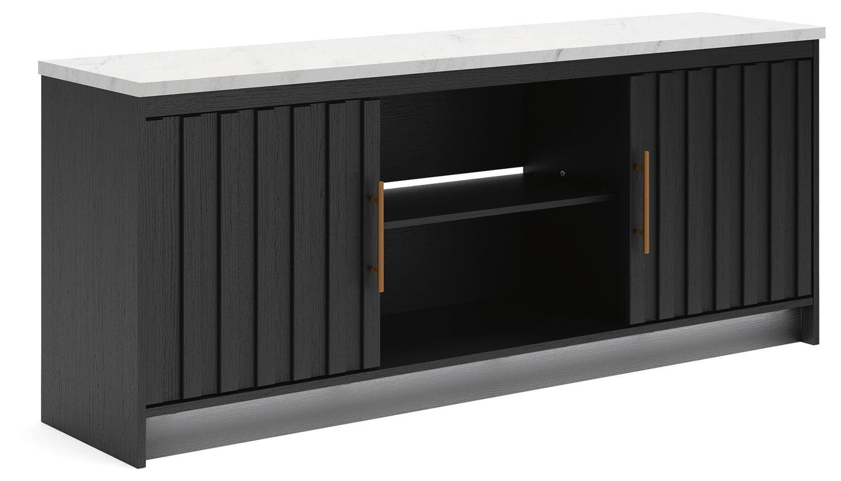 Cadmori Black/White 63" TV Stand angled view