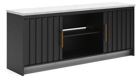 Cadmori Black/White 63" TV Stand angled view
