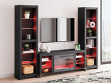 Cayberry Black 3-Piece Entertainment Center with Electric Fireplace