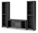 Cayberry Black 3-Piece Entertainment Center with Electric Fireplace