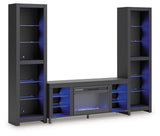 Cayberry Black 3-Piece Entertainment Center with Electric Fireplace