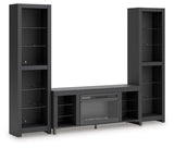 Cayberry Black 3-Piece Entertainment Center with Electric Fireplace