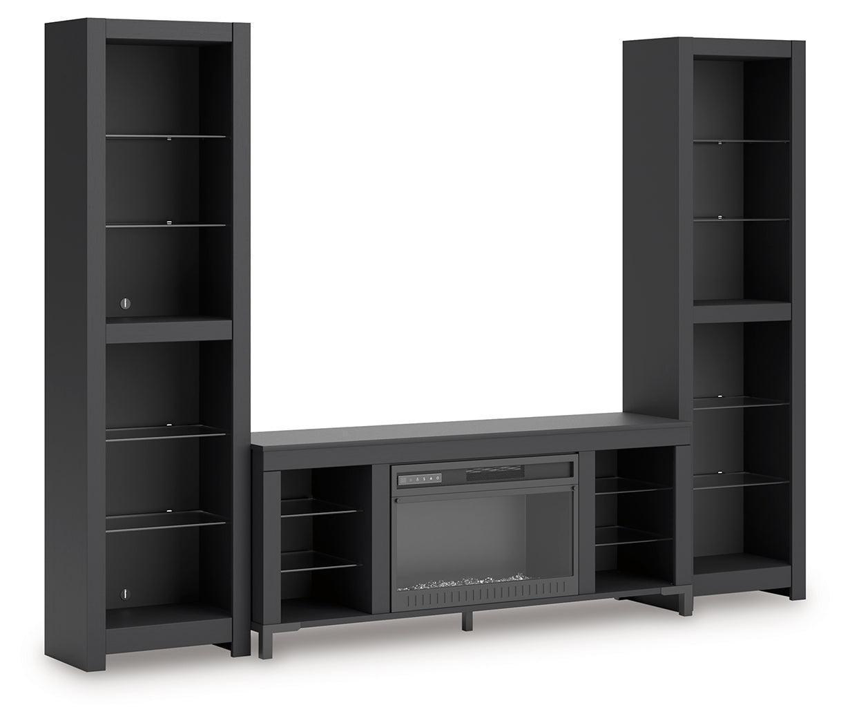 Cayberry Black 3-Piece Entertainment Center with Electric Fireplace