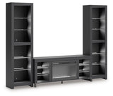 Cayberry Black 3-Piece Entertainment Center with Electric Fireplace