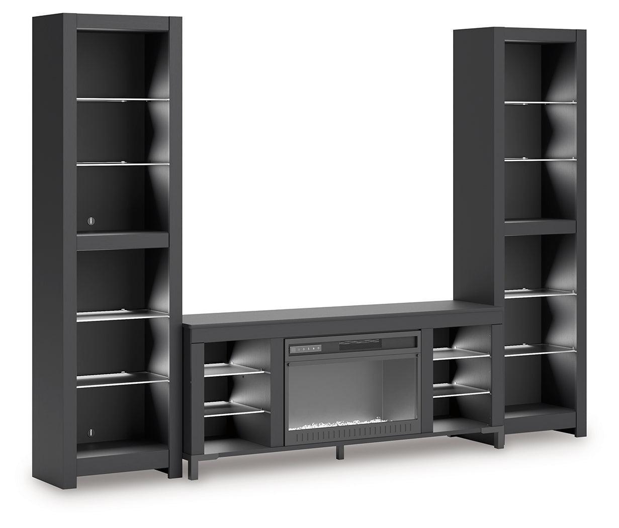 Cayberry Black 3-Piece Entertainment Center with Electric Fireplace