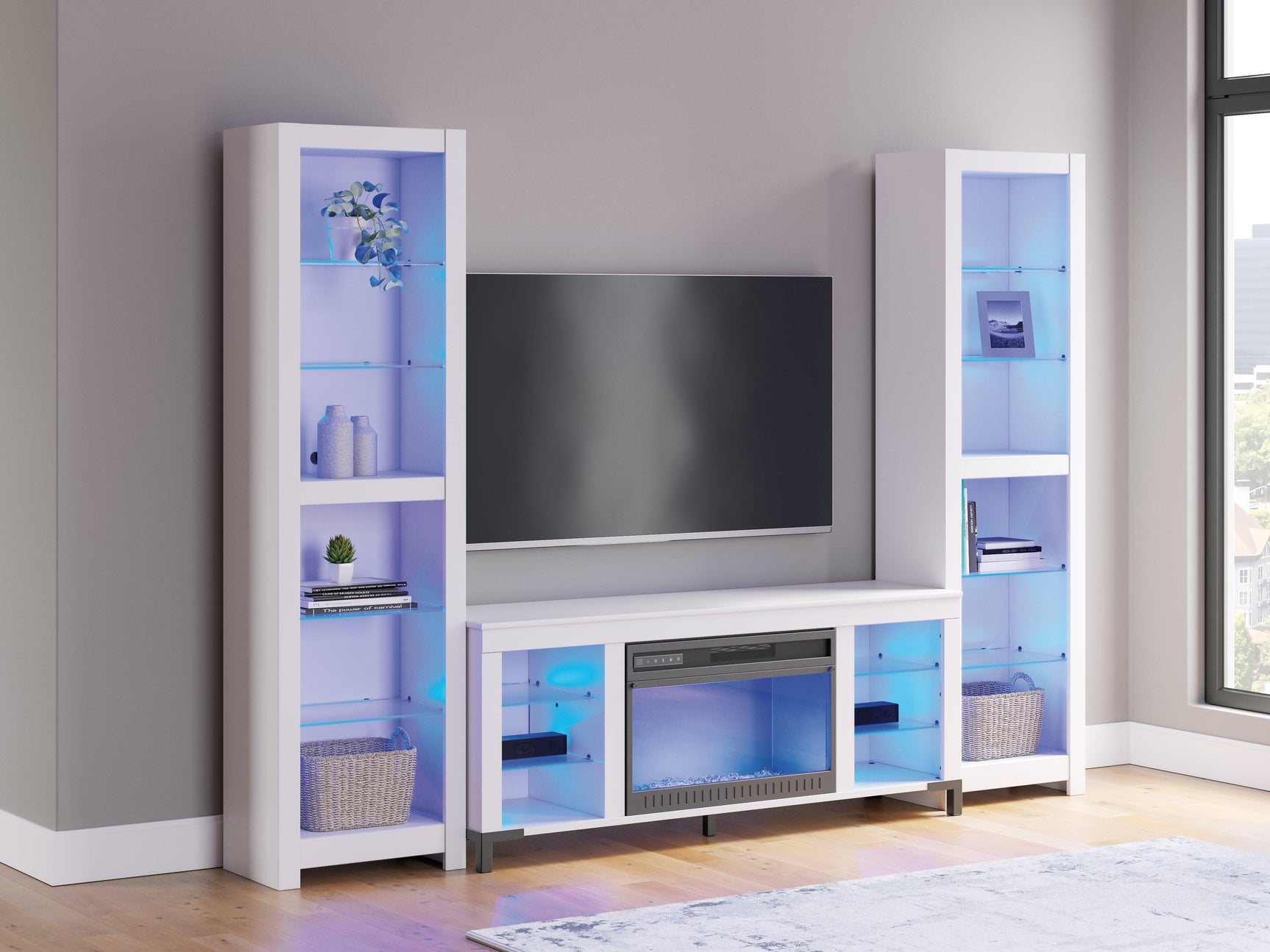 Brollevi White 3-Piece Entertainment Center