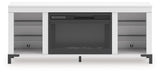 Brollevi White 60" TV Stand with Electric Fireplace