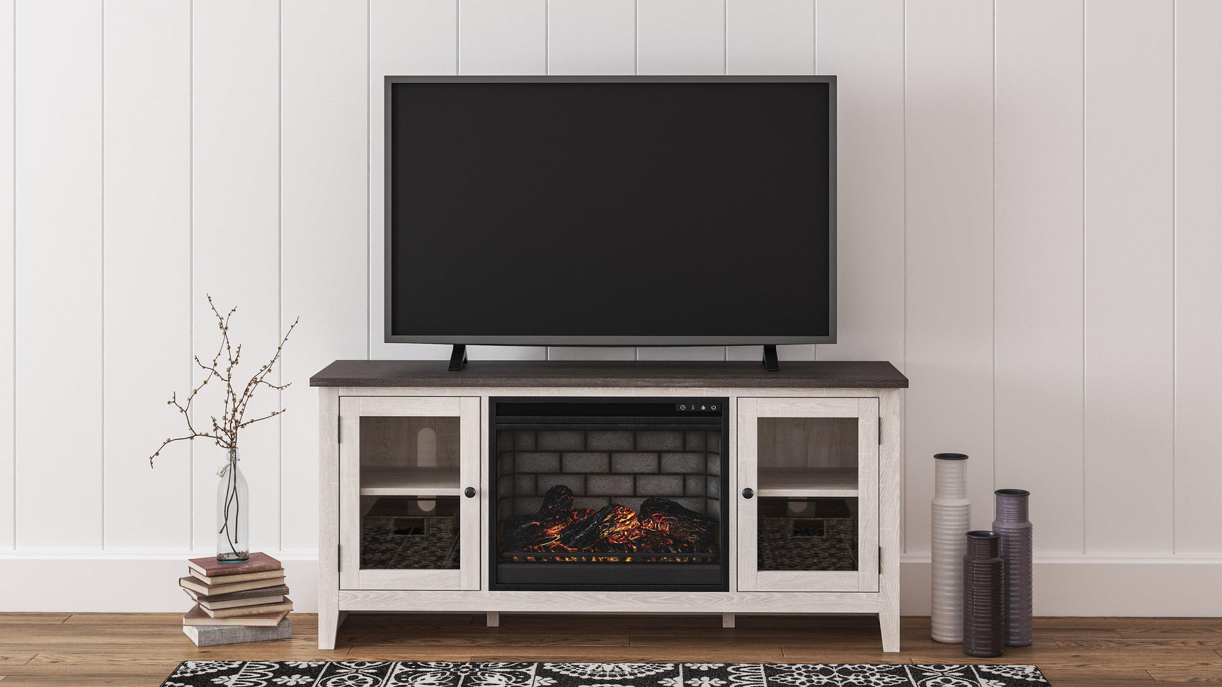 Dorrinson Two-tone 60" Tv Stand With Electric Fireplace W287W3 - Ella Furniture