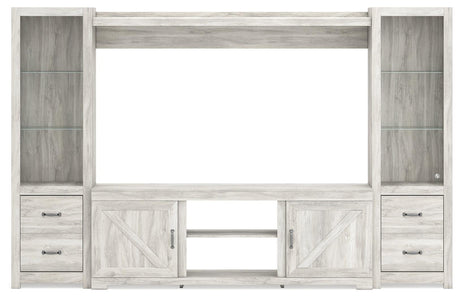 Bellaby Whitewash 4-Piece Entertainment Center - Ella Furniture