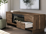 Zadilyn Brown 72" TV Stand with Electric Fireplace