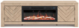 Cayboni Tan 71" TV Stand with Electric Fireplace
