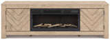 Cayboni Tan 71" TV Stand with Electric Fireplace