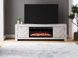 Cayboni Whitewash 71" TV Stand with Electric Fireplace