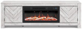Cayboni Whitewash 71" TV Stand with Electric Fireplace