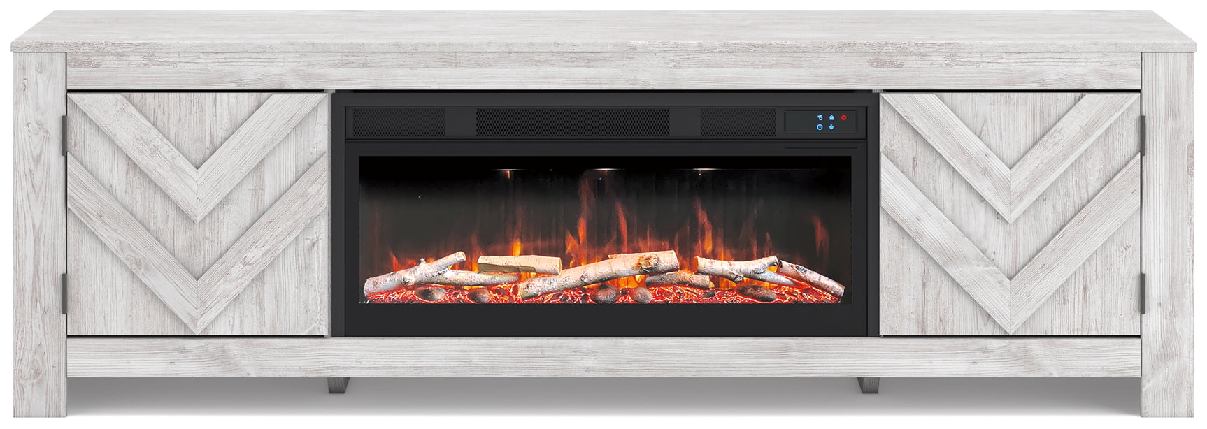 Cayboni Whitewash 71" TV Stand with Electric Fireplace