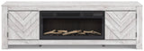 Cayboni Whitewash 71" TV Stand with Electric Fireplace