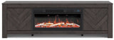 Cayboni Black 71" TV Stand with Electric Fireplace