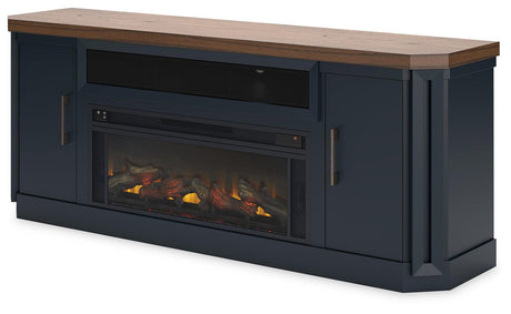 Landocken Two-tone 83" Tv Stand With Electric Fireplace - Ella Furniture