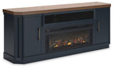 Landocken Two-tone 83" Tv Stand With Electric Fireplace - Ella Furniture