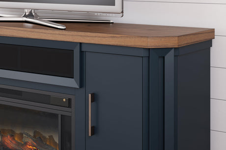 Landocken Two-tone 83" Tv Stand With Electric Fireplace - Ella Furniture