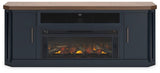 Landocken Two-tone 83" Tv Stand With Electric Fireplace - Ella Furniture
